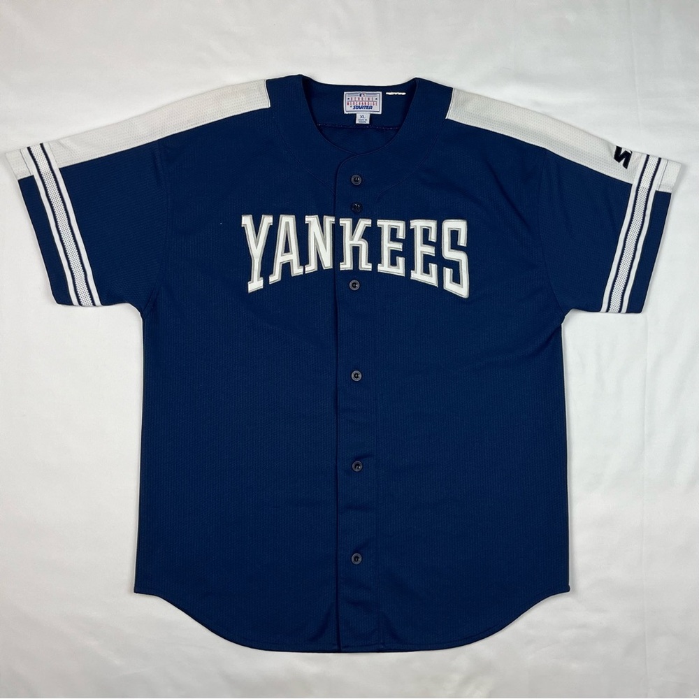 Vtg Starter New York Yankees David Wells Mens MLB Jersey XL Y2K Stitched C2